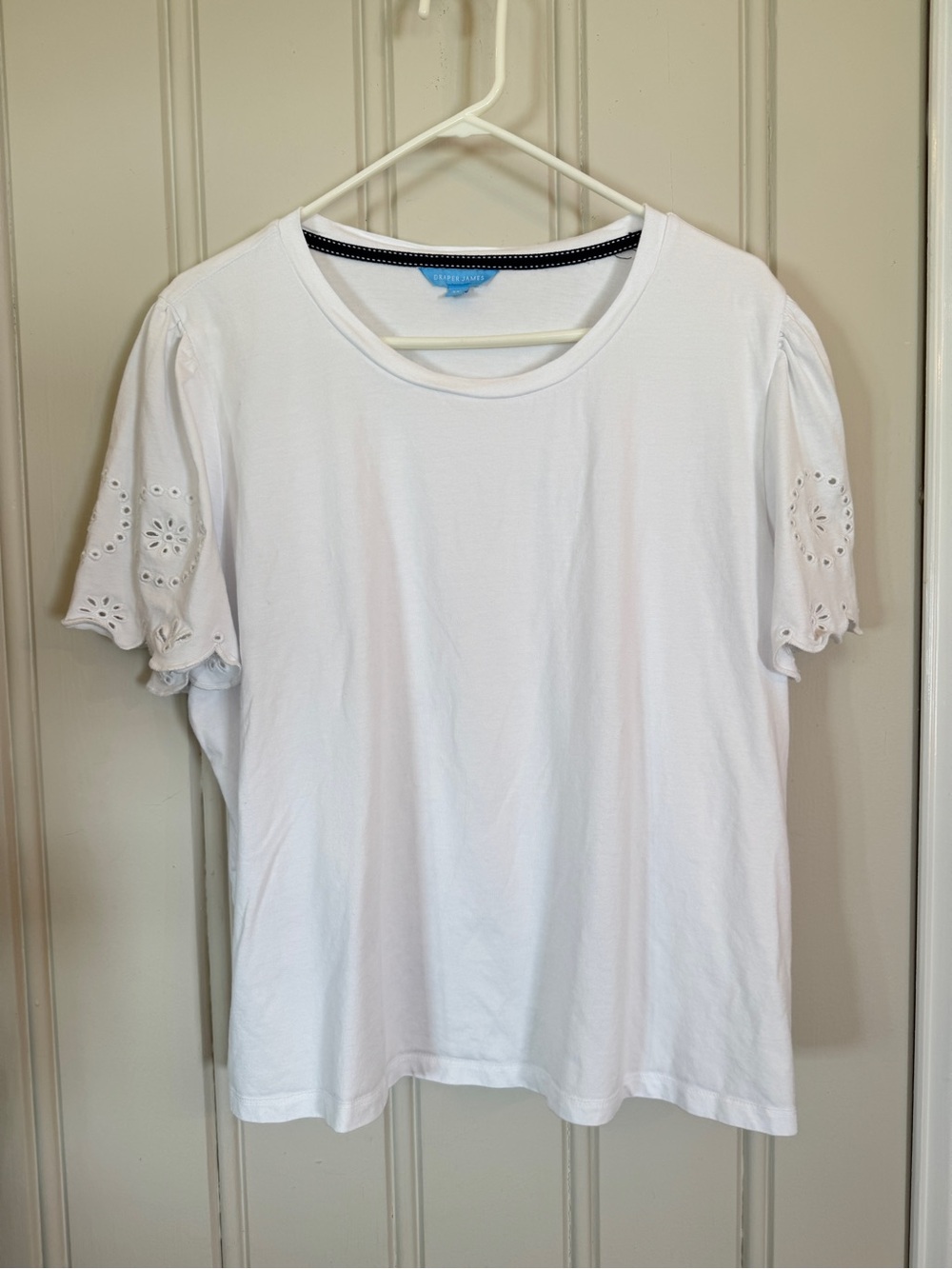 Draper James XXL Plus White Eyelet Sleeve Women's Top Preppy